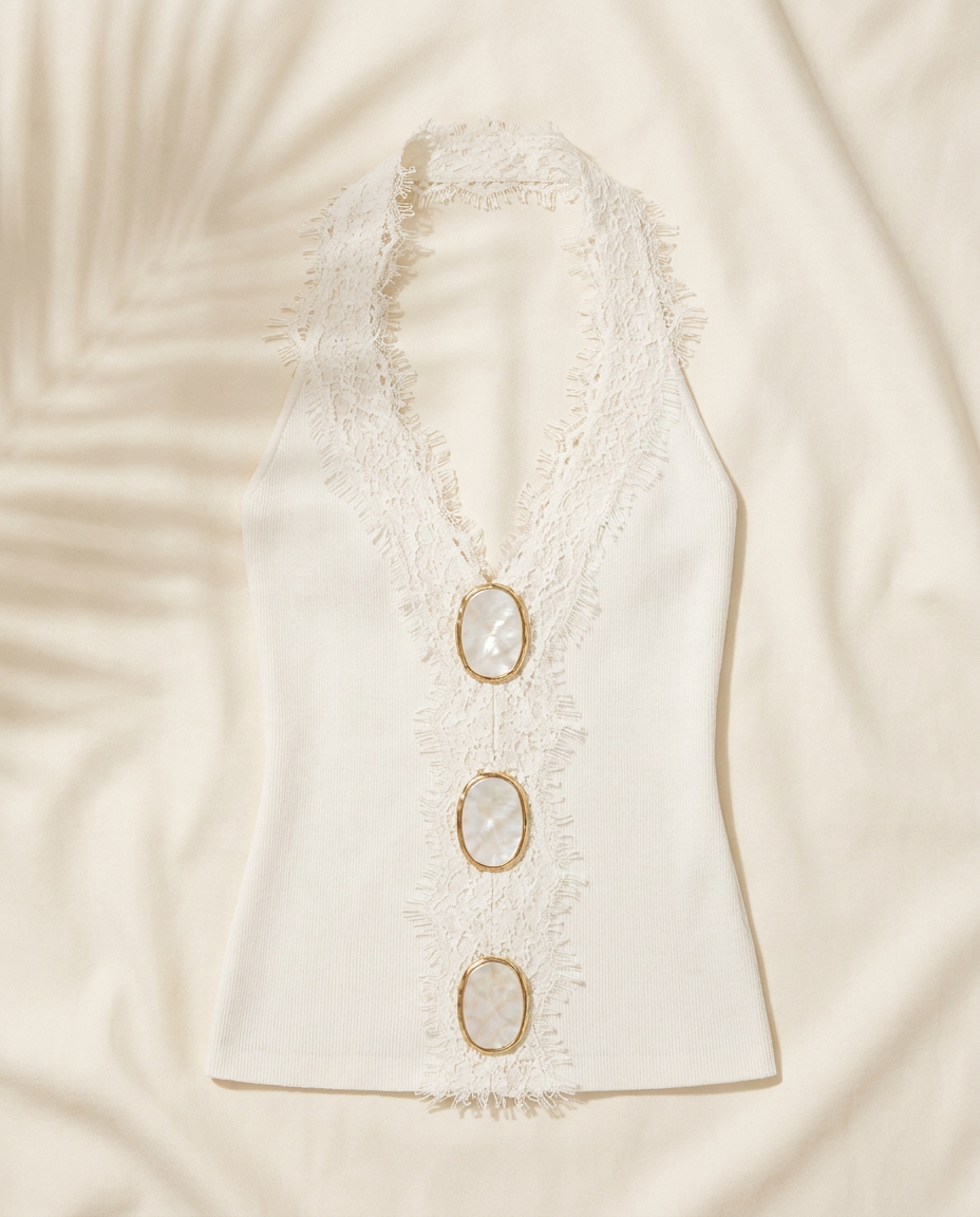White Amour Lace Halter Top
