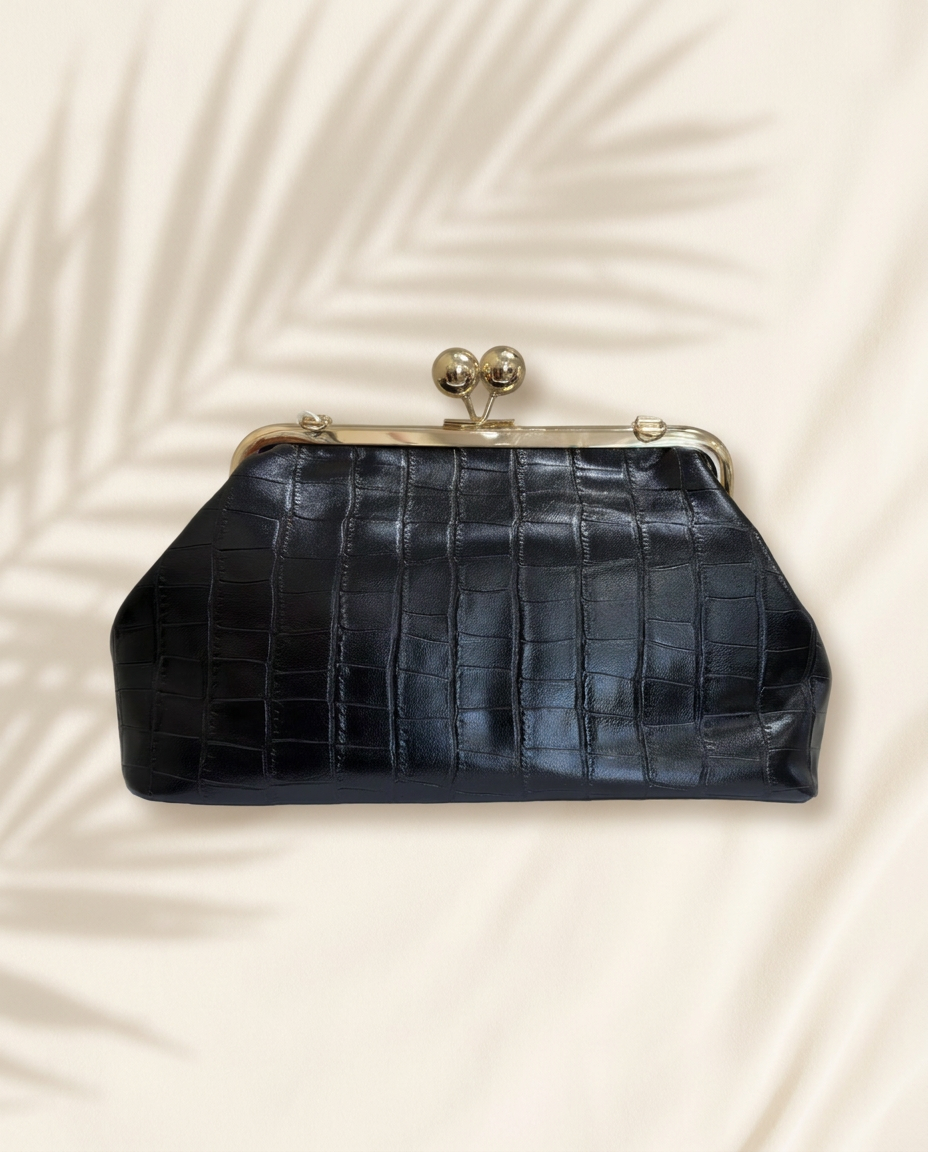 Ebony Oak Kisslock Clutch