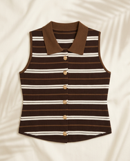 Brown Kensington Striped Knit Vest