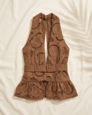 Brown Belladonna Lace Halter Top