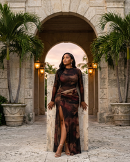 Merlot Oud Mesh Maxi Dress