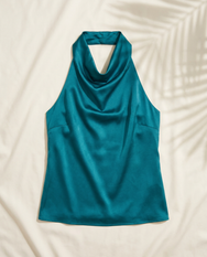 Peacock Satin Luxe Halter Top