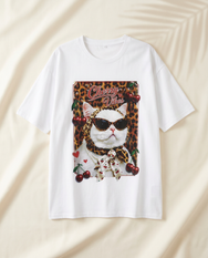 Feline Diva Graphic Oversized Tee