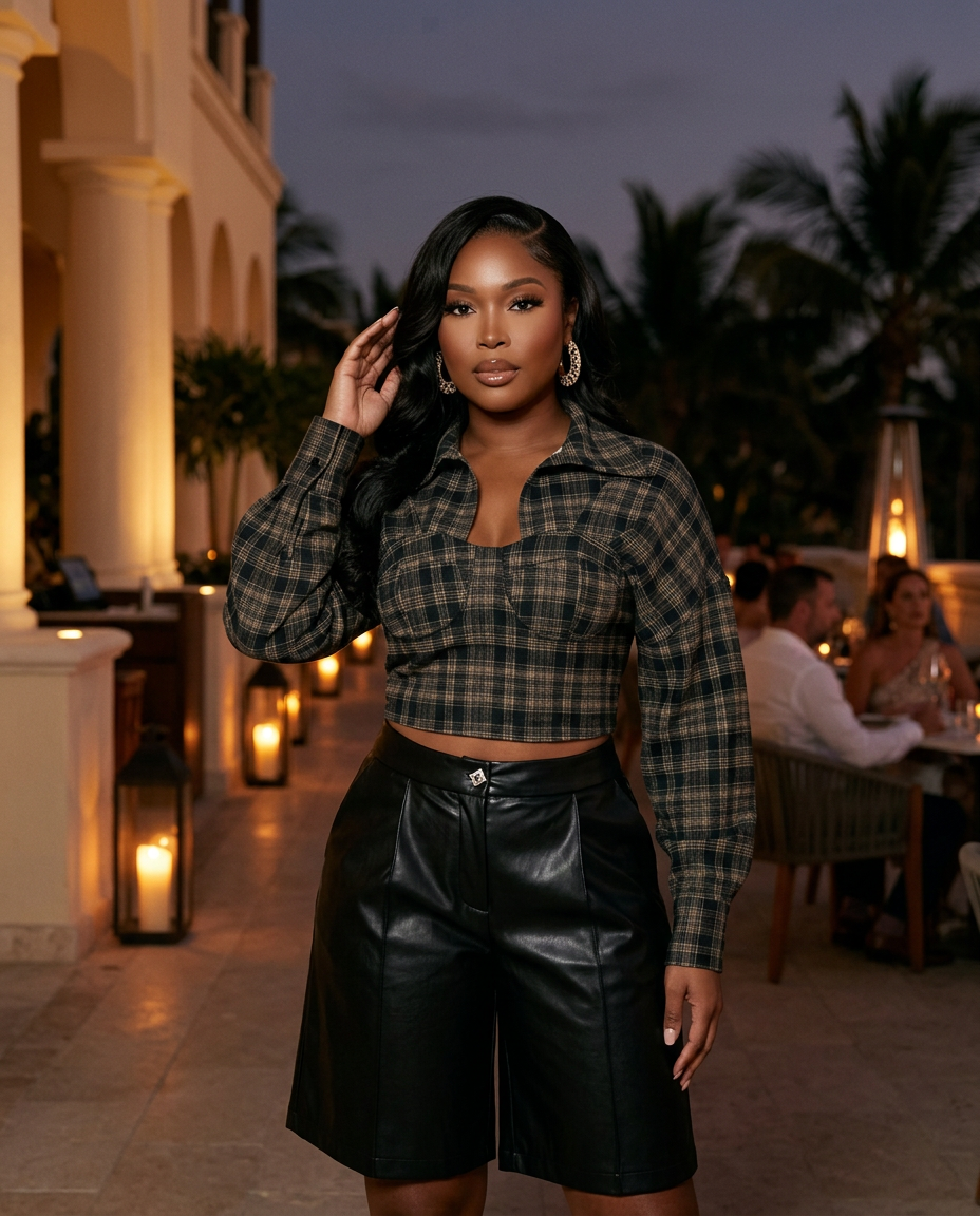 Black Westminister Muse Plaid Crop Top