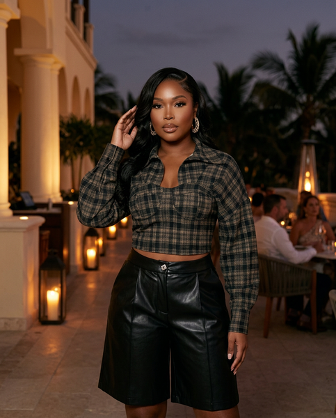 Black Westminister Muse Plaid Crop Top