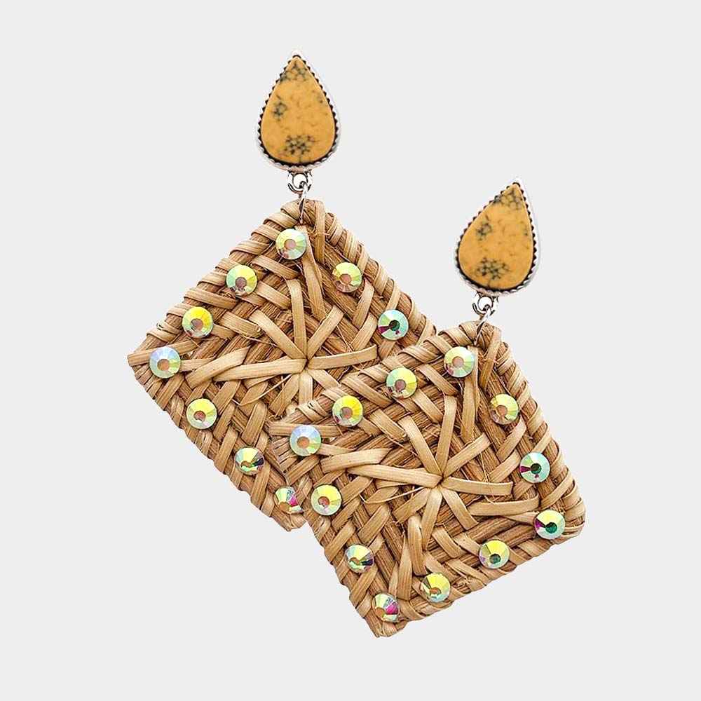 Mustard Straw Fancy Earrings